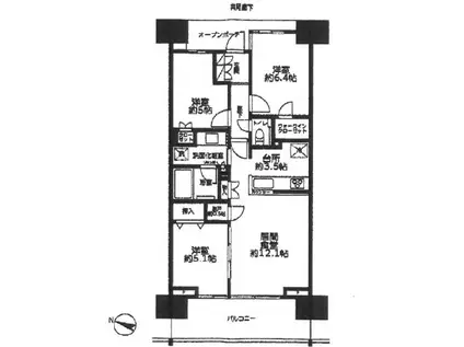 プラウド与野(3LDK/19階)の間取り写真