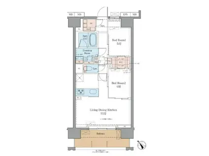 LUXENA船堀(1K/2階)の間取り写真
