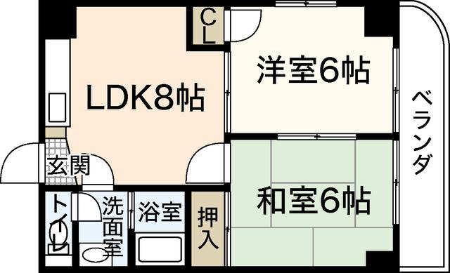 第55東白島ビル(2LDK/7階)の間取り写真