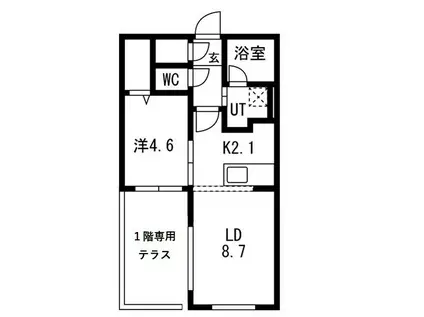 セントフィールドノース4(1LDK/1階)の間取り写真