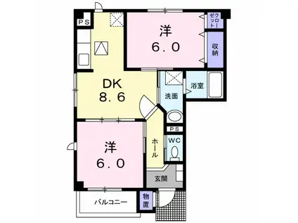 ミ・カサ・こまくさ(2DK/1階)の間取り写真