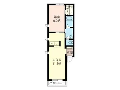 ボヌールB(1LDK/2階)の間取り写真