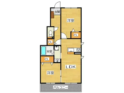 MAISON ICI(2LDK/1階)の間取り写真