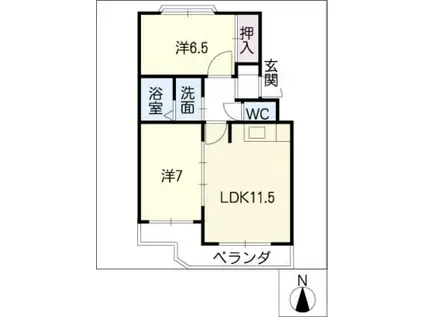 シャトレット(2LDK/2階)の間取り写真