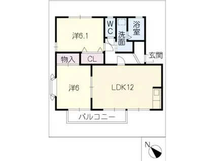 オリオンキク(2LDK/2階)の間取り写真