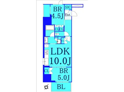 ワーブ横浜伊勢佐木町(2LDK/8階)の間取り写真