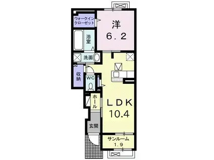 ルミナス・ファームB(1LDK/1階)の間取り写真