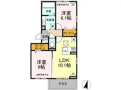 ヒルズ石和 A棟(2LDK/1階)の間取り写真