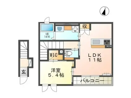 エルシオン(1LDK/2階)の間取り写真