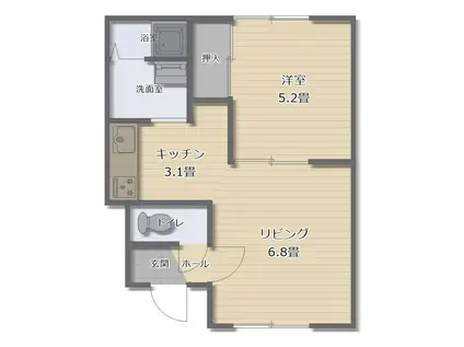 アルファライフ(1DK/2階)の間取り写真