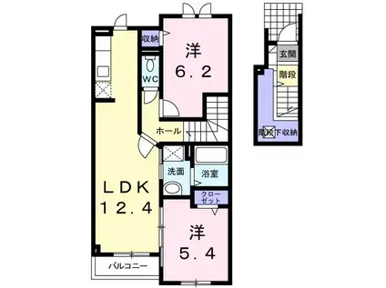 スカイピアみどり台E(2LDK/2階)の間取り写真