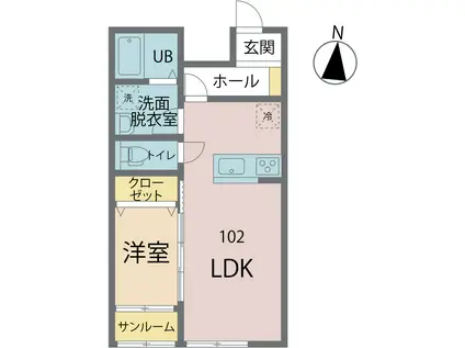 H&Mレジデンス M棟(1LDK/2階)の間取り写真