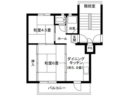 上白根第2 9号棟(2DK/3階)の間取り写真