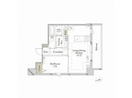 ピエモンテ三軒茶屋(1LDK/3階)の間取り写真