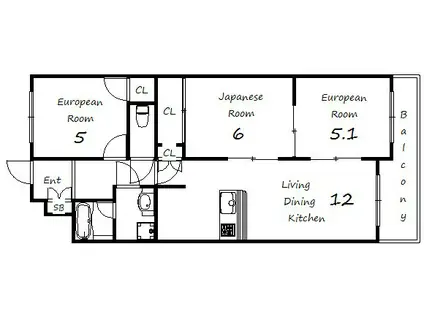 フォーラム城ヶ岡弐番館(3LDK/4階)の間取り写真