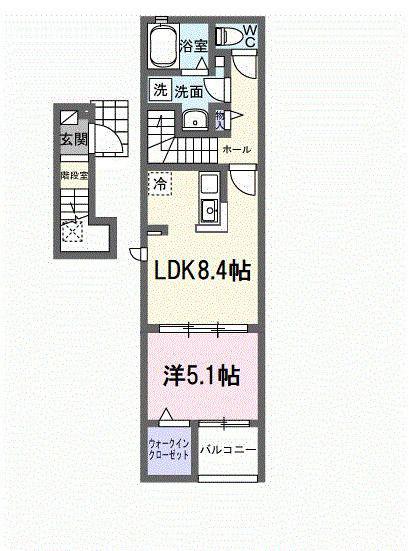 レインボー(1LDK/2階)の間取り写真