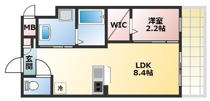 リアコート千里丘I ノース(1LDK/2階)の間取り写真