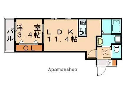 ウェリス愛宕(1LDK/3階)の間取り写真