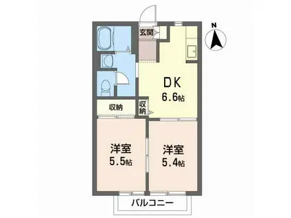 MSAPARTMENTHOUSE(2DK/2階)の間取り写真