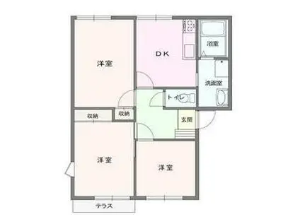 ラフォーレ羽生東A棟(3DK/1階)の間取り写真