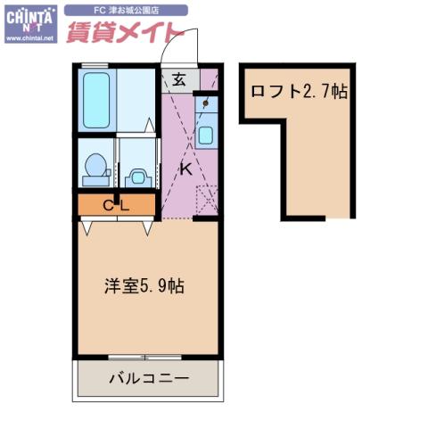 スマイルコーポI(1K/2階)の間取り写真