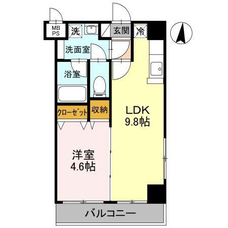 FREESIA(1LDK/1階)の間取り写真