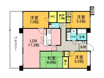 藤和ハイタウン戸坂壱番館(4LDK/3階)の間取り写真