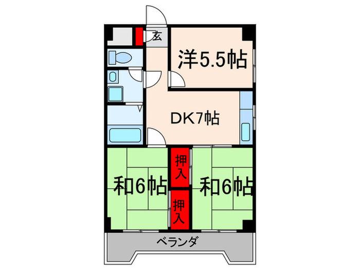 春日サンラークシノダ(3DK/2階)の間取り写真