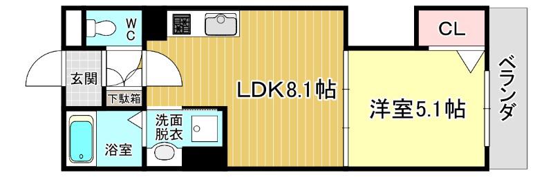 セレニティ豊川(1LDK/2階)の間取り写真