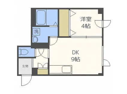 アップルコートS11(1DK/2階)の間取り写真