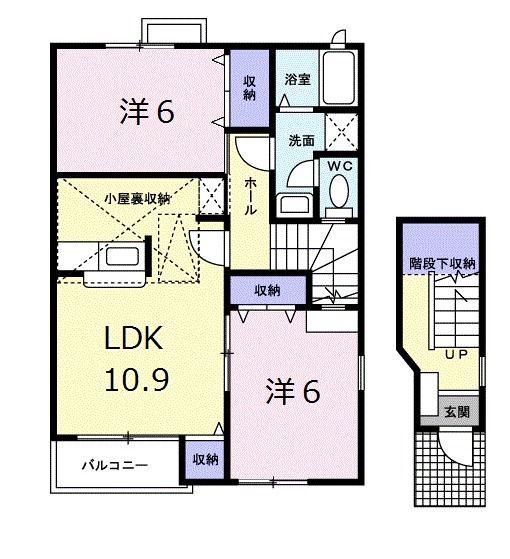 シエル・エストレージャB(2LDK/2階)の間取り写真