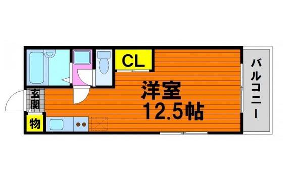 BACK・PACKER(ワンルーム/1階)の間取り写真