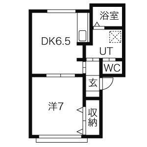 アルカディア26(1DK/1階)の間取り写真