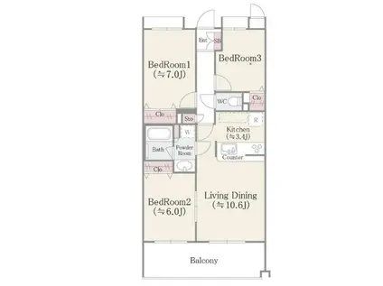 FIROUGE白幡(3LDK/1階)の間取り写真