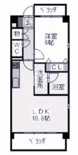 レージュ川原通(1LDK/3階)の間取り写真