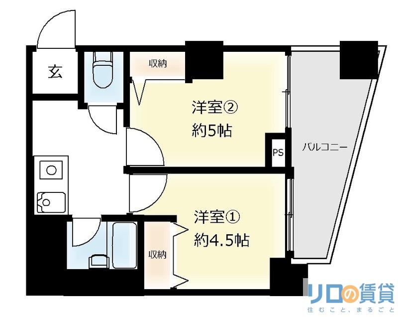 木川東エクセルハイツ(2K/1階)の間取り写真