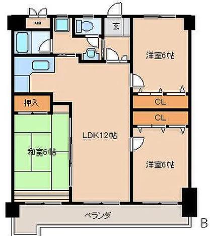 ラパスマンション諏訪野(3LDK/2階)の間取り写真