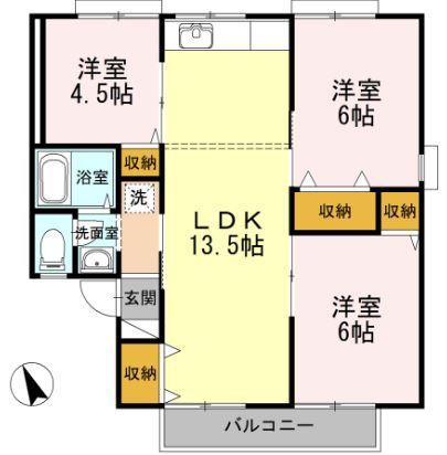 セジュールおはら(3LDK/2階)の間取り写真
