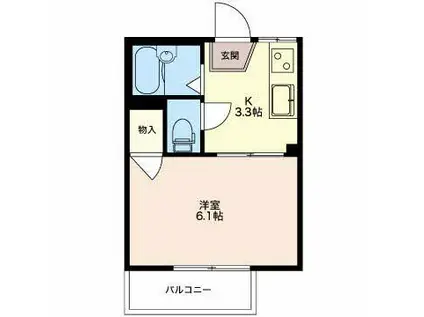 大岡駅前ハイツ(1K/2階)の間取り写真