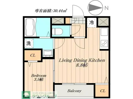 CHERIM浄心イースト(1LDK/3階)の間取り写真