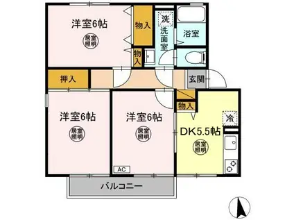 ウィンベル四番館(3DK/1階)の間取り写真