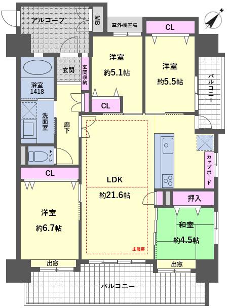 アーデントクレイル山口湯田弐番館(4LDK/2階)の間取り写真