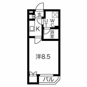 スパシエソリデ目黒(1K/1階)の間取り写真