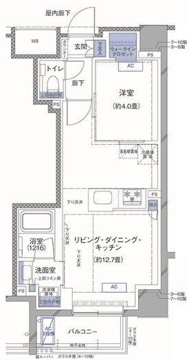 ラティエラ横濱大通公園(1LDK/10階)の間取り写真
