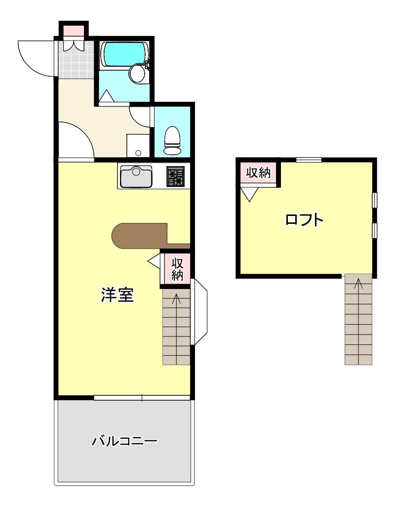 セイラBOX中豊岡I(1K/2階)の間取り写真