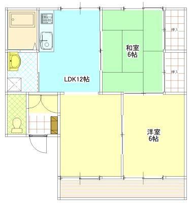 サンパークK(2LDK/1階)の間取り写真
