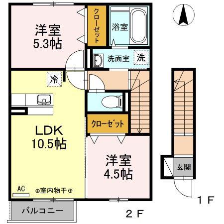 フレーズメゾン(2LDK/2階)の間取り写真