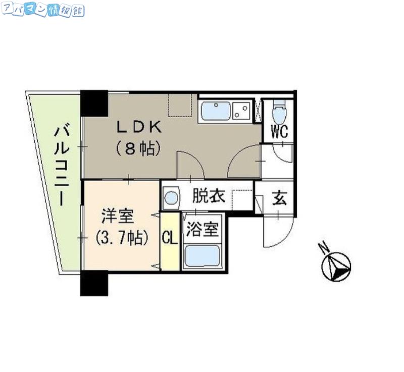 ブレイカーズ萬代(1LDK/7階)の間取り写真
