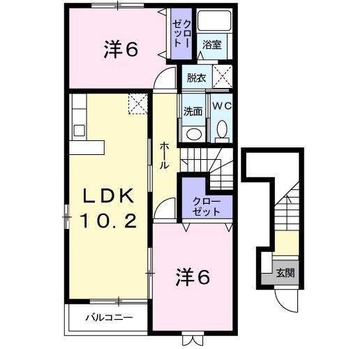 シーエムケーハイムA(2LDK/2階)の間取り写真