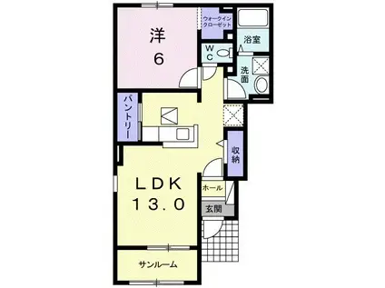 エアリーコートA(1LDK/1階)の間取り写真